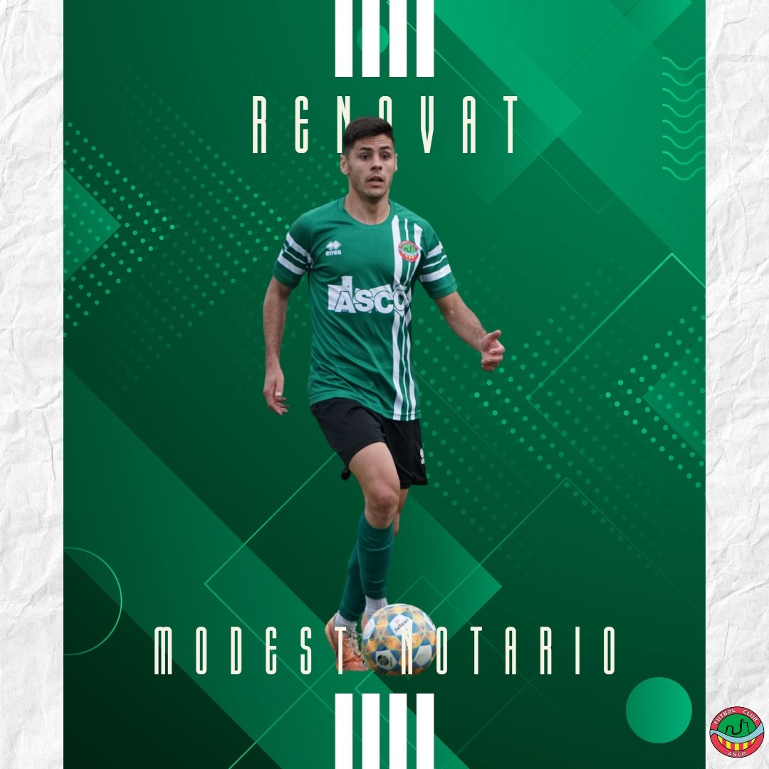 💥𝗠𝗢𝗗𝗘𝗦𝗧 𝗖𝗢𝗡𝗧𝗜𝗡𝗨𝗔 𝗔𝗟 𝗙𝗖 𝗔𝗦𝗖𝗢́!

✍ Modest Notario continuarà vestint la samarreta del FC Ascó la temporada 2024-2025.

💚 Un autèntic plaer que tornis a vestir la samarreta del FC Ascó!

#FCAscó #FutbolCatalà #1cat3 #PrimeraCatalana #futcat