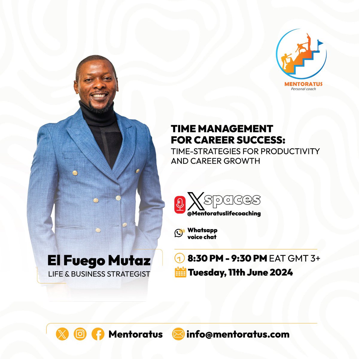 guidavelle's tweet photo. Mark your calendars for tomorrow 11th June We’re hosting an exciting session on Time Management for Career Success: Time-strategies for productivity and career growth. 
Let’s make the most of our time and achieve greatness together!

https://t.co/60zp4bnfFz https://t.co/z1JjF5qpJU