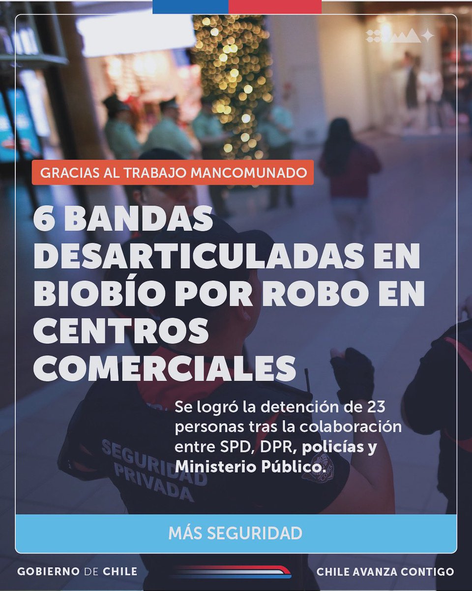 SubPrevDelito's tweet photo. #MásSeguridad  El trabajo focalizado y coordinado, en el marco de las acciones preventivas para evitar la comisión de delitos en el Biobío, fue clave para la desarticulación de organizaciones dedicadas al robo en centros comerciales en la zona. https://t.co/FzDnZOdjSE