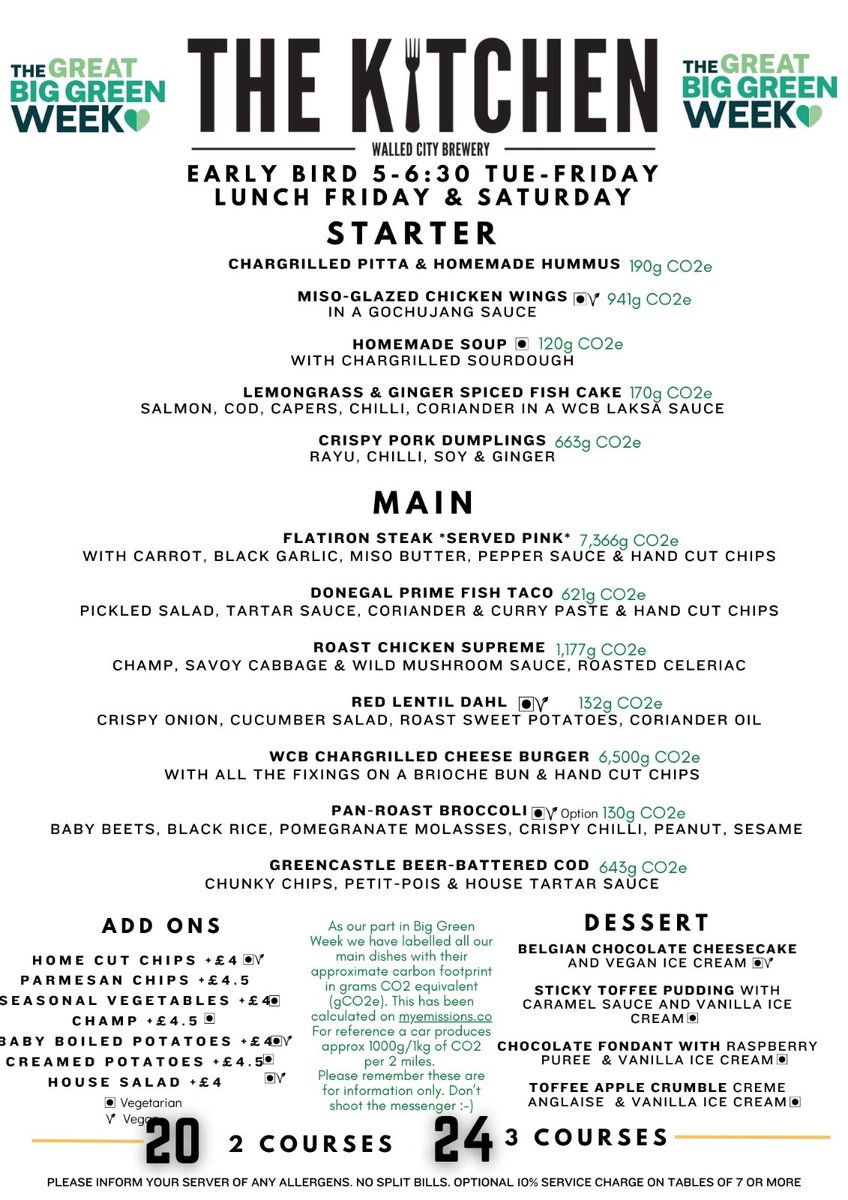 #CraftBeer 🍻🤘 (@walledcitybrew) on Twitter photo For the Great Big Green Week, we're adding the carbon footprint to our menus of each food item 🌎
An inconvenient truth
<a href="/TheCCoalition/">The Climate Coalition</a> For the Great Big Green Week, we're adding the carbon footprint to our menus of each food item 🌎
An inconvenient truth
<a href="/TheCCoalition/">The Climate Coalition</a>