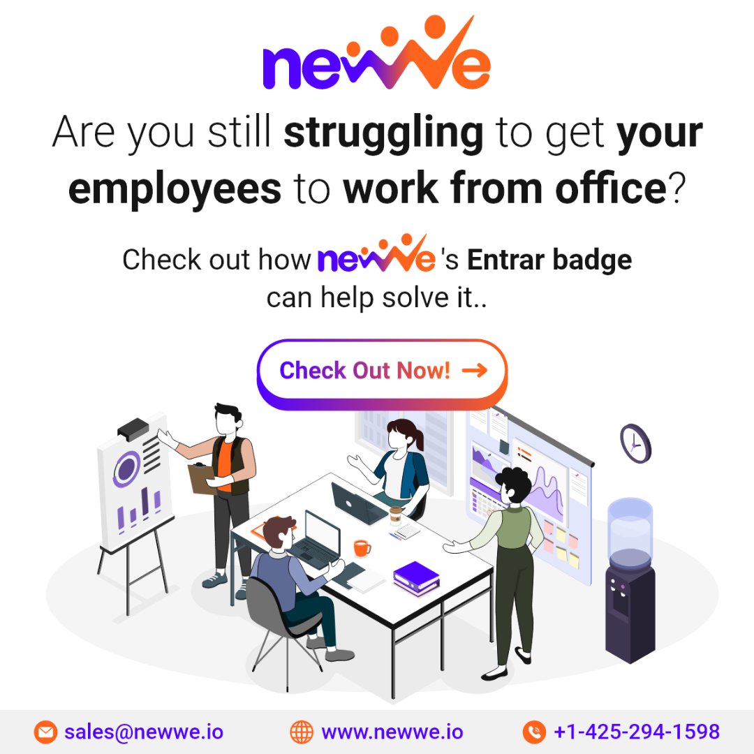 Newwe_io's tweet photo. Struggling to get your employees back to the office? Discover how Newwe's Entrar badge can help seamlessly transition your team. Enhance office engagement and productivity today! https://t.co/tSzOnXQIVH https://t.co/5BMe8z8HLz