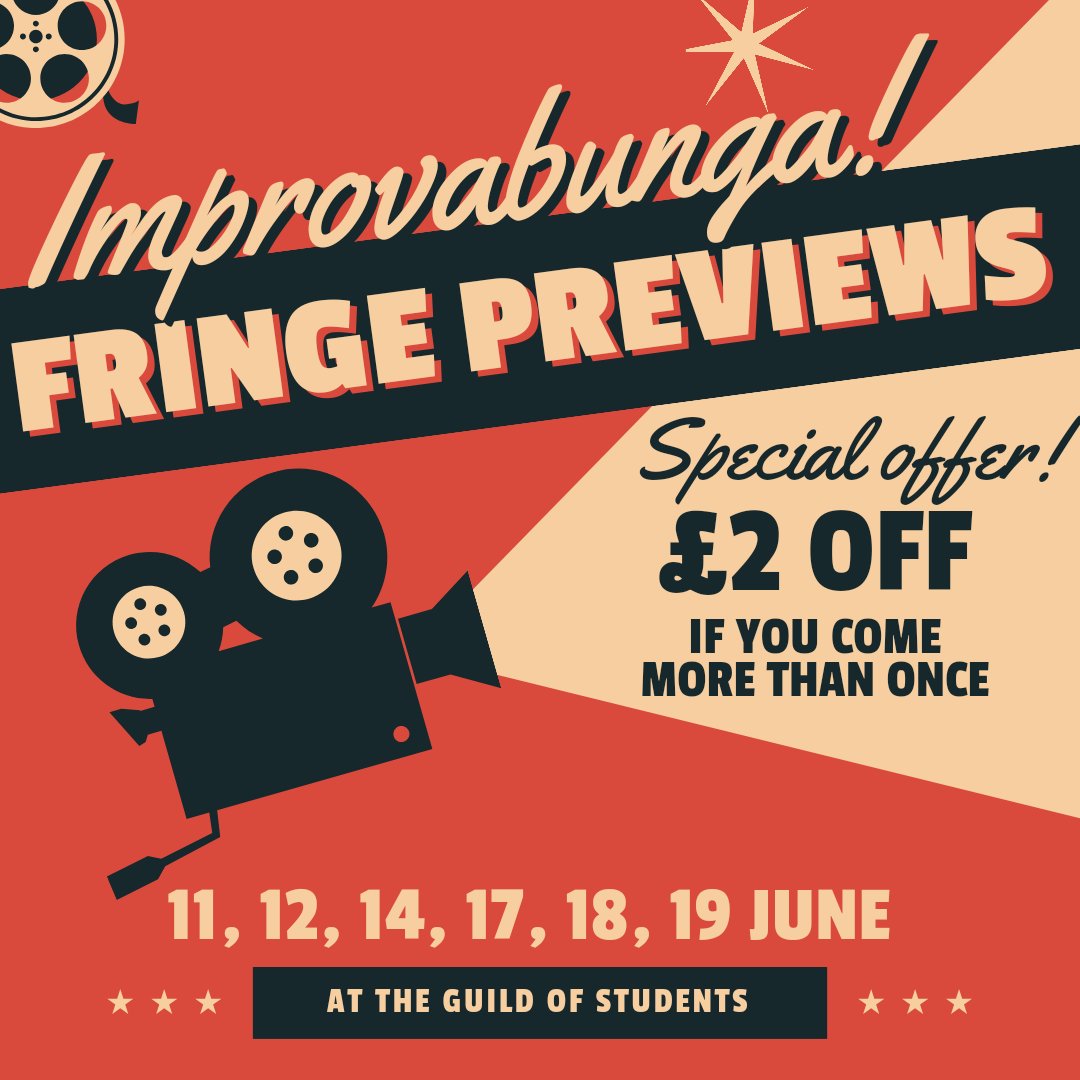 watchthisimprov's tweet photo. It's fringe previews time! Bunga fans, come get your fill with a new discount deal for repeat customers! We can't wait to see you there :)

#improv #edfringe #edfringe24 #Edinburghfringe #comedy https://t.co/T6t8Ysq17k