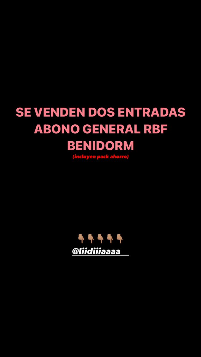lidiaacolomaa_'s tweet photo. Se venden dos entradas abono general rbf benidorm. Ambas incluyen el pack ahorro y el cambio de nombre. #rbfbenidorm https://t.co/CXror74GpE