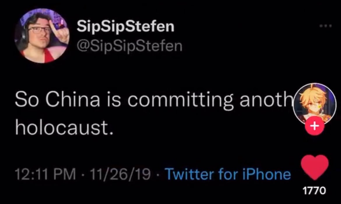 hujunseph's tweet photo. Another thing was his China Holocaust tweets.

Now, Uyghurs, Kazakhs, Kyrgyz, and other Turkic Muslims DO still face persecution in China, even if it has dwindled BUT you can very obviously tell from the second screenshot that he wasn’t bringing light to it at all. + https://t.co/g9UlC43CwE