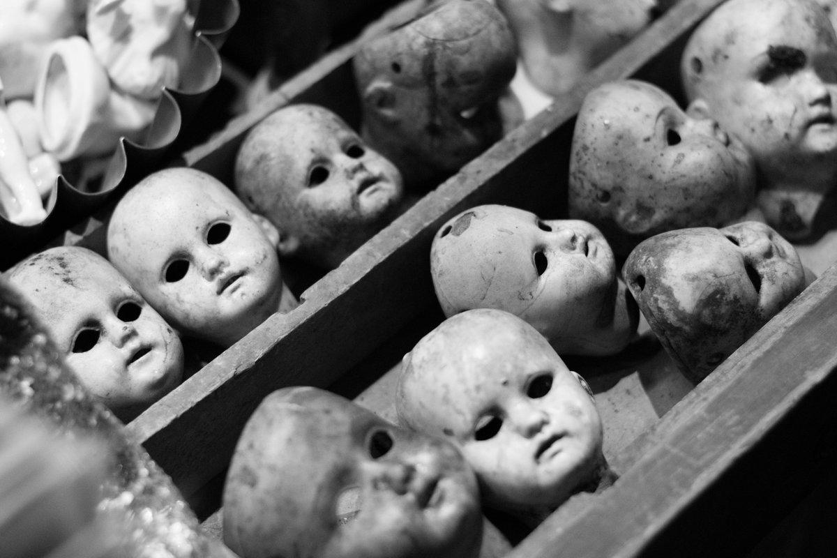 AHGilbertWriter's tweet photo. When you need a new idea for a mystery, look no farther than a drawer of broken doll heads. #mysteries #writing #scarybooks (photo by J Yeo) https://t.co/hBsPOzdiuS