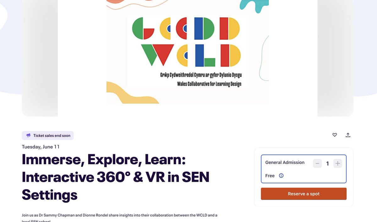 Thinking about using 360 cameras or VR in your classroom? Come along to a free webinar tomorrow afternoon to learn more about this 4.30-6pm 

Sign up below: 
eventbrite.co.uk/e/immerse-expl…