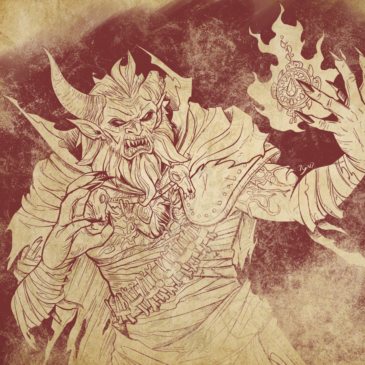 Igniheart's tweet image. My dear old ipad "Siebren" and I have been together for years drawing, sadly he needed to retire, and this is the first ever sketch on his successor, "Vitrian". This is for a little side project I'm working on! #dungeonsanddragons #dnd #progcore #progcorefantasy