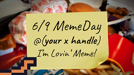 I'm joining my <a href="/Memeland/">Memeland ❤️ Memecoin</a> fam to celebrate 6/9 the #MemeDay at <a href="/McDonalds/">McDonald's</a>!

I’m Lovin’ MEME! ❤️‍🔥

{Don’t forget your photo!}
