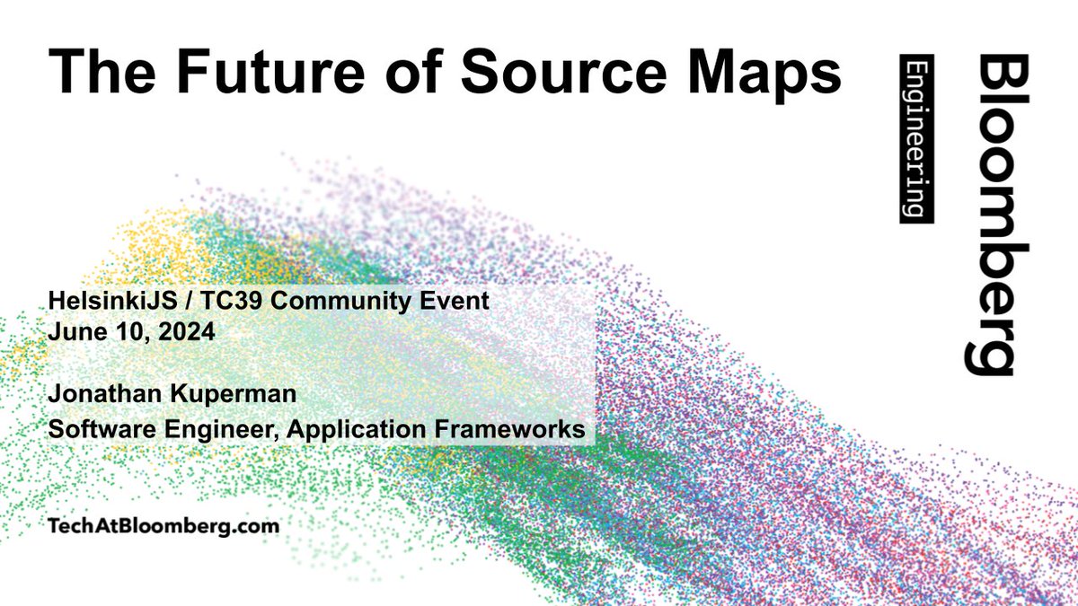 Tech At Bloomberg (@techatbloomberg) on Twitter photo At tonight's <a href="/helsinkijs/">HelsinkiJS</a> June 2024 #meetup -- which is also a <a href="/TC39/">TC39</a> Community Event -- software engineer <a href="/jkup/">Jon Kuperman</a>, one of the convenors of TC39-TG4, will be discussing "The Future of Source Maps" (18:00 EEST)
bloom.bg/3yND1Cp
#JS #JavaScript #sourcemaps At tonight's <a href="/helsinkijs/">HelsinkiJS</a> June 2024 #meetup -- which is also a <a href="/TC39/">TC39</a> Community Event -- software engineer <a href="/jkup/">Jon Kuperman</a>, one of the convenors of TC39-TG4, will be discussing "The Future of Source Maps" (18:00 EEST)
bloom.bg/3yND1Cp
#JS #JavaScript #sourcemaps
