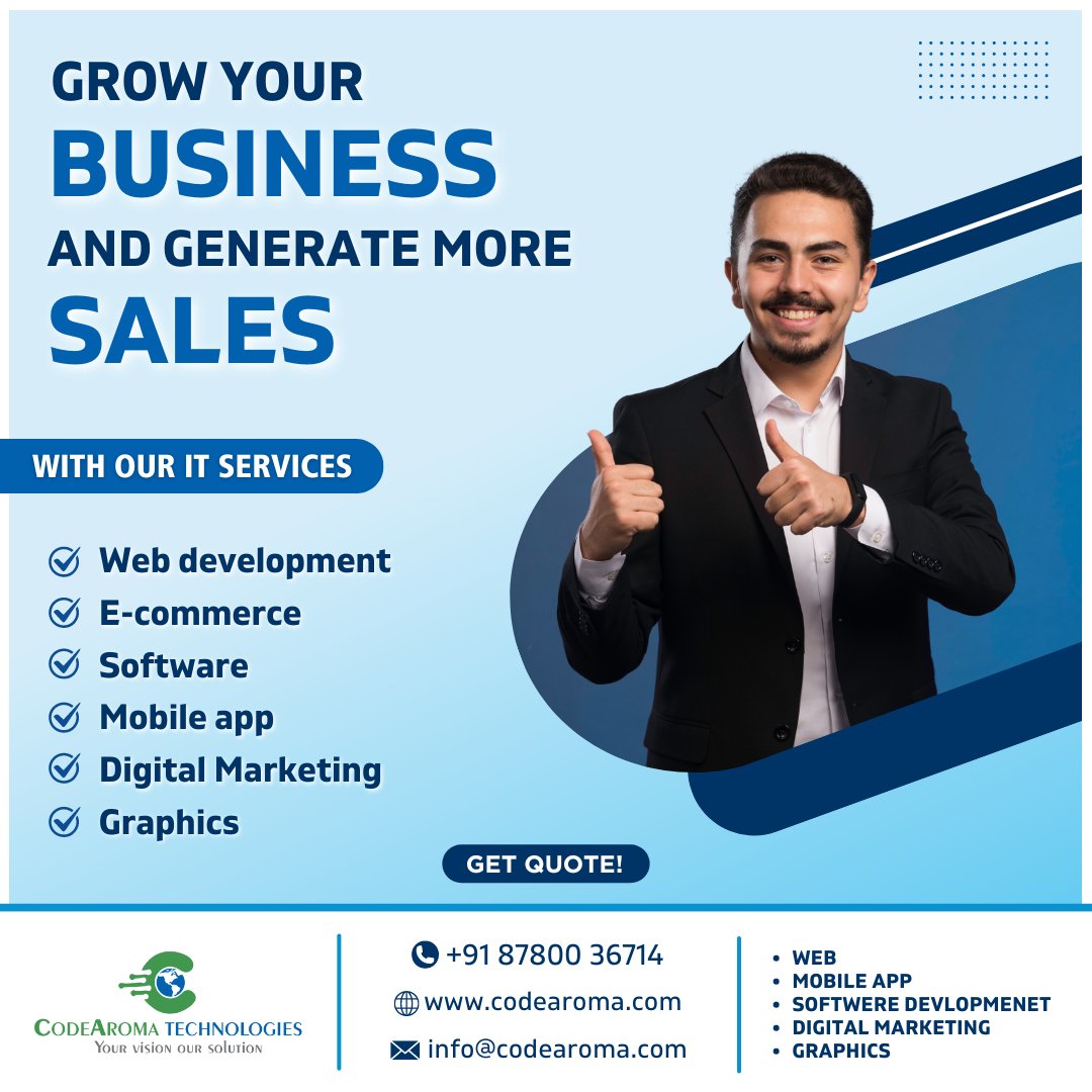 CodeAroma's tweet image. Are you ready to take your business to the next level Look no further than #CodearomaTechnologies, your one-stop shop for all your IT needs!

🌐 codearoma.com

#ITSolutions #ITServices #smallbusinesstips #smallbusinessowner #NXTBattleground #MondayMotivation