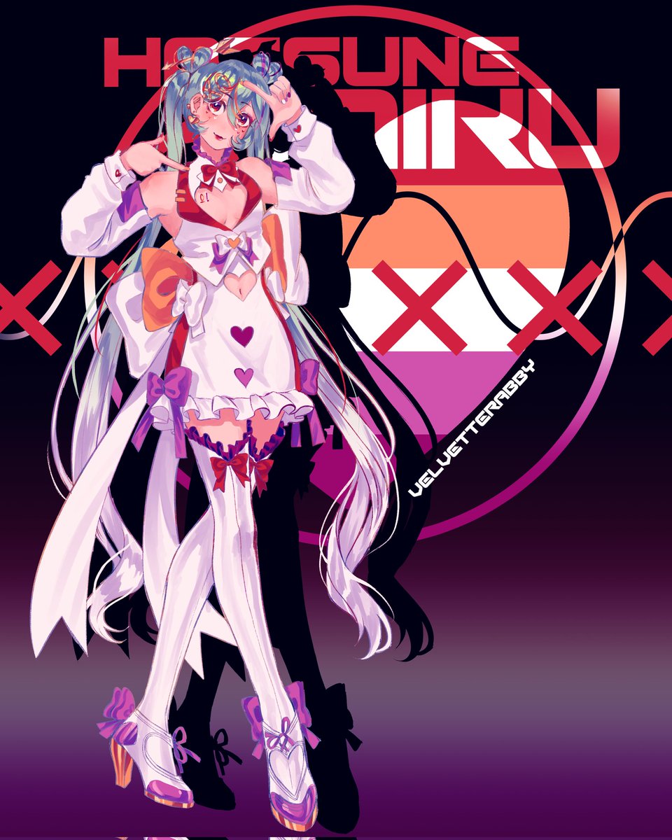 Happy lesbian pride from Hatsune Miku ♥️🧡🤍🩷💜