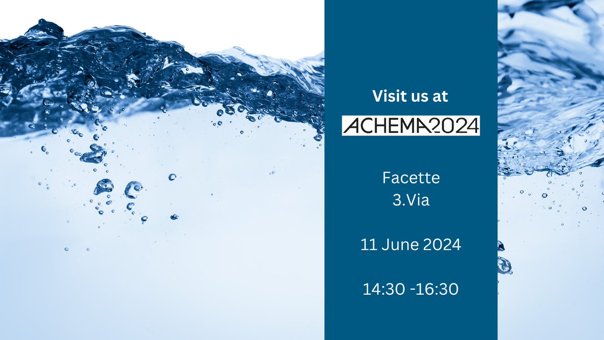 DECHEMA Water Management (@dechema_water) on Twitter photo Come and visit our session at #ACHEMA2024:
Water management in the pharmaceutical industry
The session focus on strategies for #water management within the pharmaceutical sector. Key topics are e.g. the decarbinisation, the netzero roadmaps & the pharmaceutical water footprint. Come and visit our session at #ACHEMA2024:
Water management in the pharmaceutical industry
The session focus on strategies for #water management within the pharmaceutical sector. Key topics are e.g. the decarbinisation, the netzero roadmaps & the pharmaceutical water footprint.
