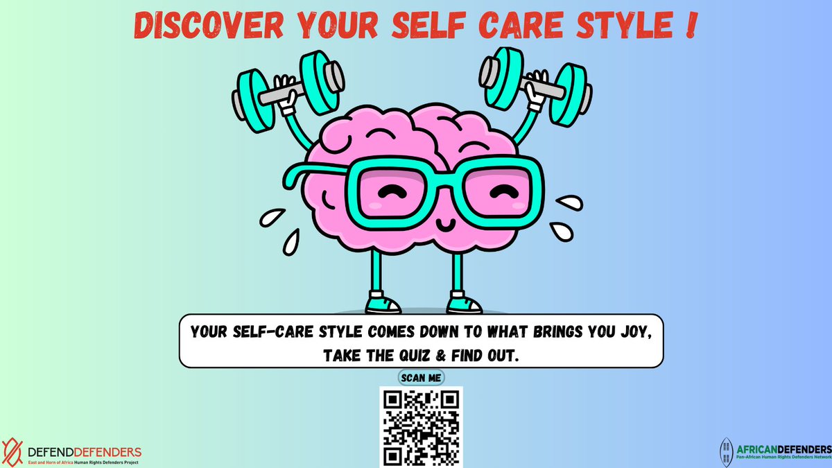 DefendDefenders's tweet photo. What is your go-to #SelfCare? Discover your selfcare style by taking this quiz and unlock tips for better #wellbeing!
https://t.co/auZYSpzLdC
#safebutnotsilent #humanrights4all https://t.co/eCtzJSStGd