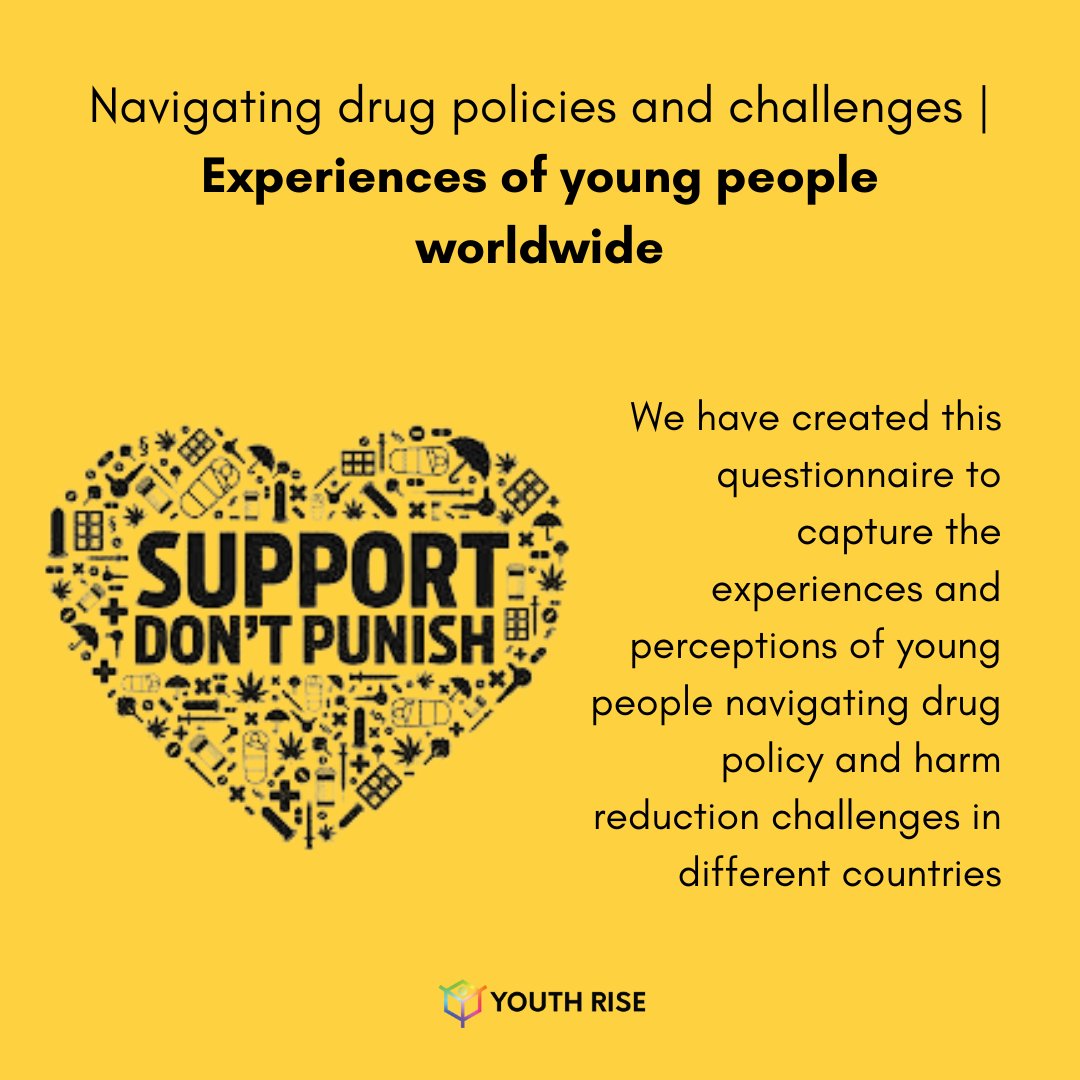 YouthRISE's tweet photo. Navigating drug policies and challenges - Experiences of young people worldwide | This questionnaire is meant to capture the experiences and perceptions of young people navigating drug policy and harm reduction challenges in different countries. 👇 

https://t.co/PL7xivaYD2 🌍 https://t.co/AhMyod2CyI