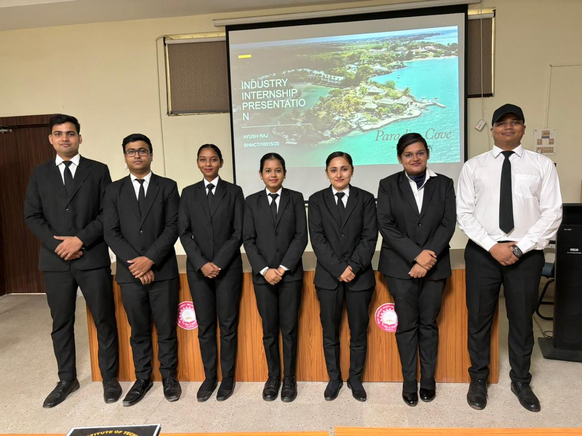 hmct_bitmesra's tweet photo. Back from ITC Sonar,Royal Bengal,Sheraton Grand Palace,Radisson,Six Senses &amp;  Paradise Cove, Mauritius. Amrita, Ankita, Shruti, Shreya, Saugat, Akshat &amp; Ayush delivered outstanding IT presentations showcasing their respective hotels. We can't wait to see u all achieving success. https://t.co/L9IHyiFnLm