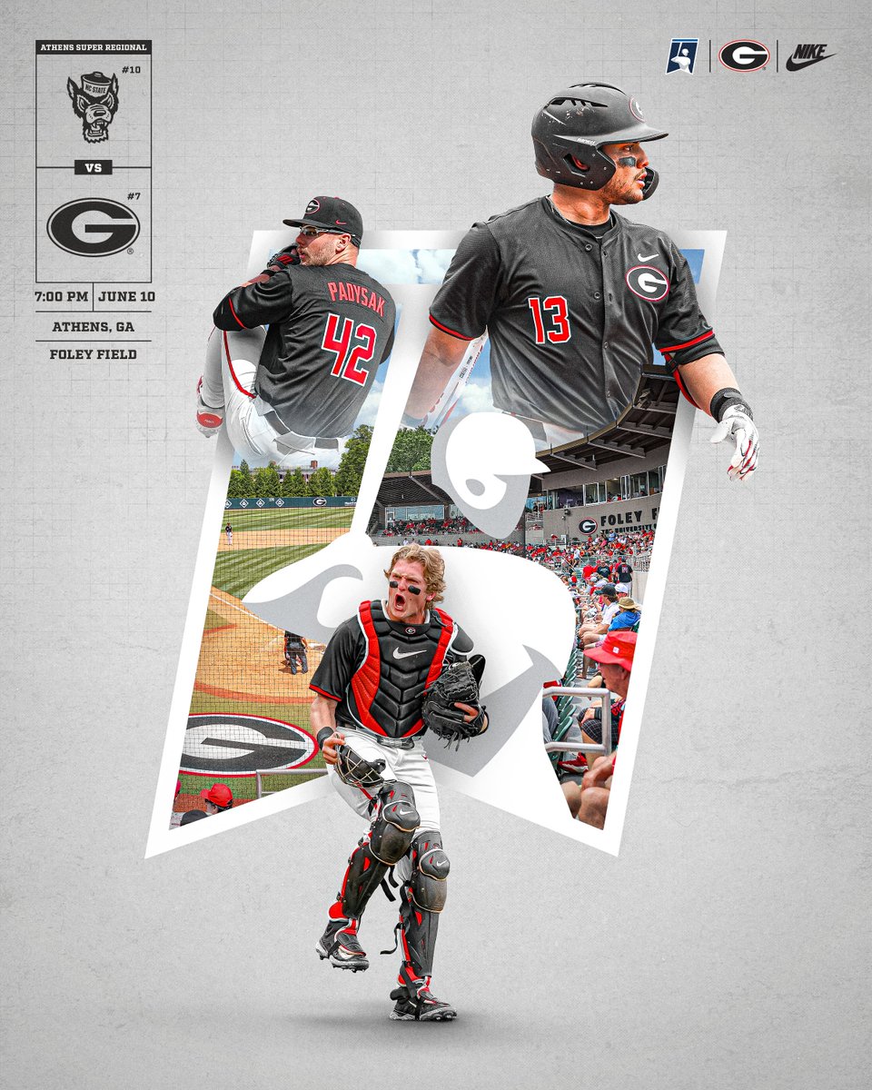 For Omaha.

🆚 NC State
⏰ 7:00 p.m.
📺 gado.gs/9jk (ESPN)
🎧 gado.gs/bxz
📊 gado.gs/byo
🎟️ Sold out

#GoDawgs