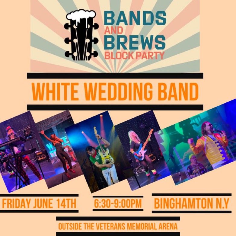 This Friday!!! Come down for the <a href="/visionsrocks/">Lonny Man</a> in Binghamton, NY in front of visions center memorial arena for the awesome 80s party by @whiteweddingband with Binghamtons own ….Home brew starting the show off !!! 6:30pm
#whiteweddingband #80sparty #80smusic