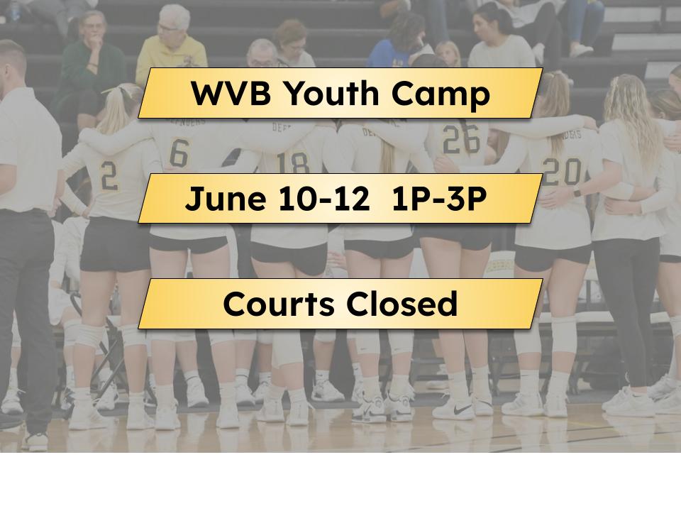 dordtreccenter's tweet photo. The Rec Center will host the WVB Youth Camp on June 10-12 taking place between 1pm and 3pm. The Courts will be closed during these times but the cardio and weight rooms will remain open. https://t.co/U34L6oeoIy