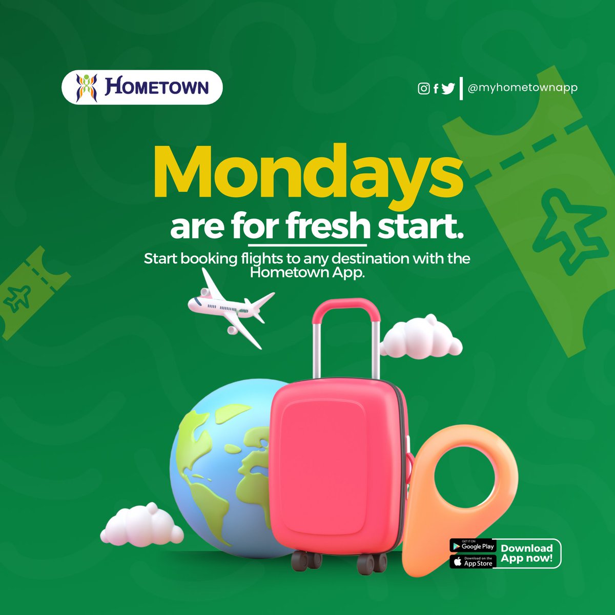 myhometownapp's tweet photo. Ready for Takeoff?🛫 Enjoy a seamless booking and hassle-free travel experience with Hometown.🛬 
Start booking your flights to any destination with the Hometown app. 

Bon voyage! ✈ https://t.co/ticcomh7BX