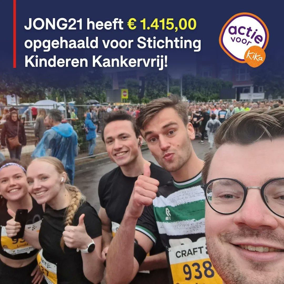 JONGja21's tweet photo. JONG21 heeft meegedaan aan de Zwolse Halve Marathon en we hebben meer dan 1400 euro opgehaald voor Stichting Kinderen Kankervrij!
Grote waardering voor de deelnemers en een speciale dank aan alle donateurs.
#JONG21 #KiKa @KiKa8118 https://t.co/kCvPqzHkm1