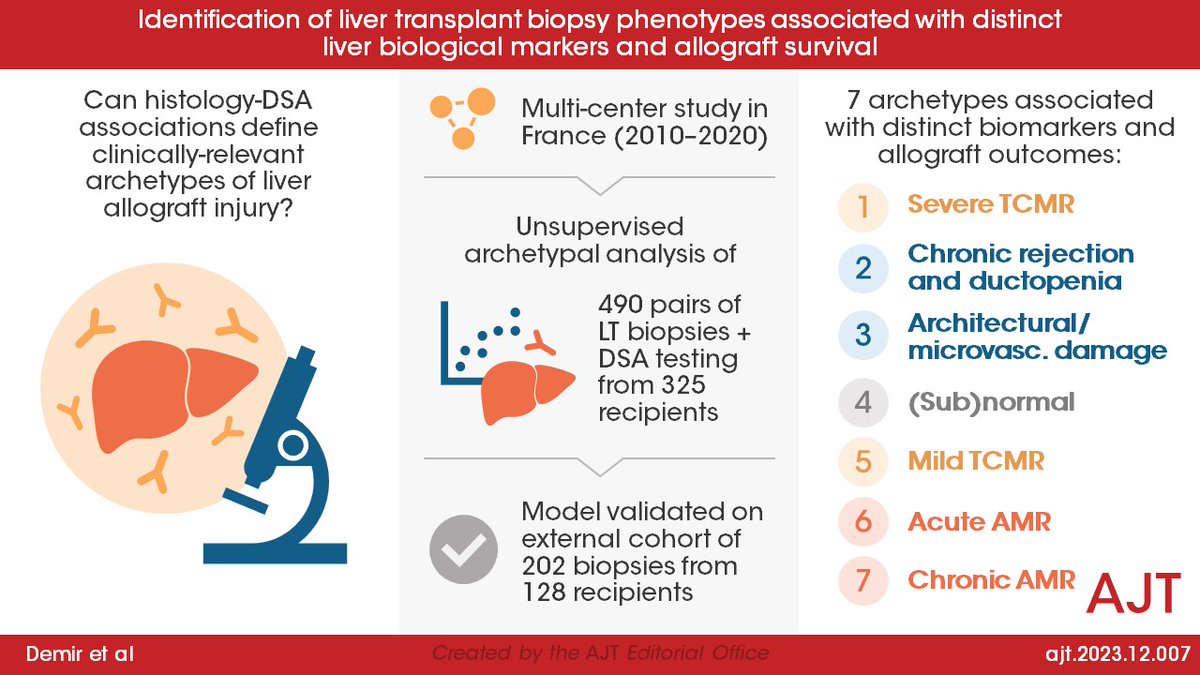 "Identification of liver transplant biopsy phenotypes associated with distinct liver biological markers and allograft survival" by Demir et al

doi.org/10.1016/j.ajt.…