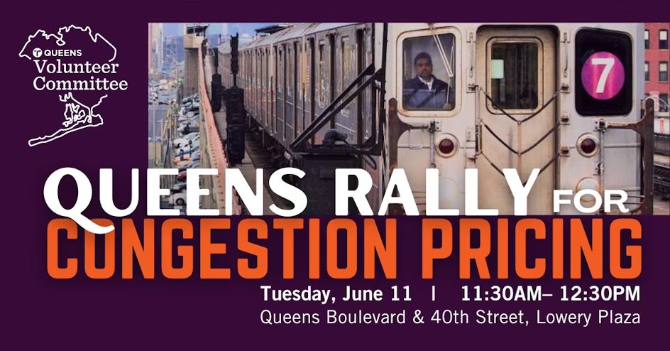 TOMORROW: Join our Queens Activist Committee at Lowery Plaza for a rally in support of congestion pricing.

Tell <a href="/GovKathyHochul/">Governor Kathy Hochul</a>: She can't cancel cleaner air, faster buses, and less traffic!

Let us know if you can make it: mobilize.us/transalt/event…