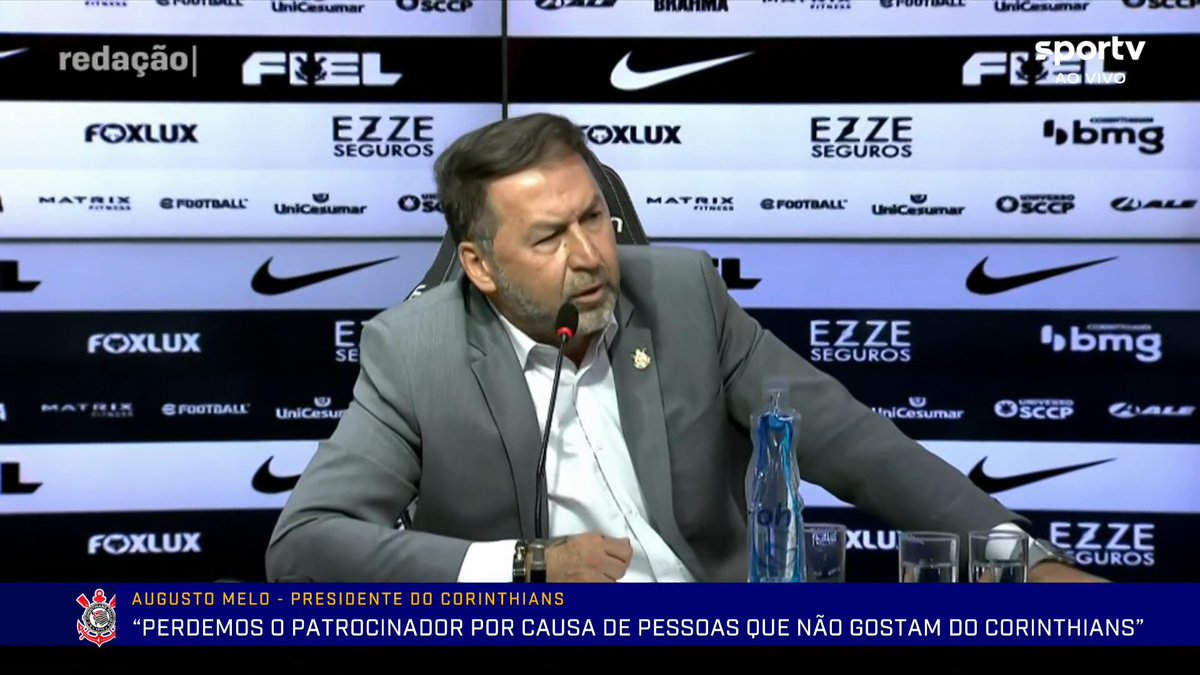 sportv's tweet photo. "Perdemos o patrocinador por causa de pessoas que não gostam do Corinthians."
Augusto Melo

#RedacaoSportv https://t.co/LjJzScpsKl