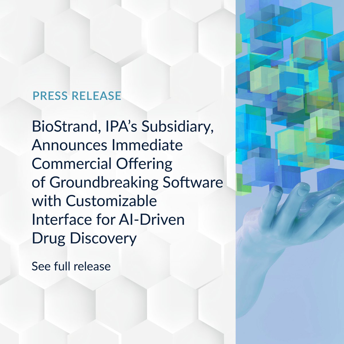 BioStrand, ImmunoPrecise Antibodies’ Subsidiary, Announces Immediate Commercial Offering of Groundbreaking Software with Customizable Interface for AI-Driven Drug Discovery.  
 
The launch, led by Dr. Dirk Van Hyfte, highlights the integration of BioStrand's LENSᵃⁱ™, powered