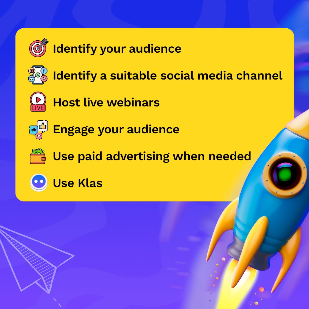 klas_hq's tweet photo. Maximize your online class success with smart marketing strategies and the power of Klas!
#TryKlas #OnlineTutoring #Klas https://t.co/0lSSiK0fGs