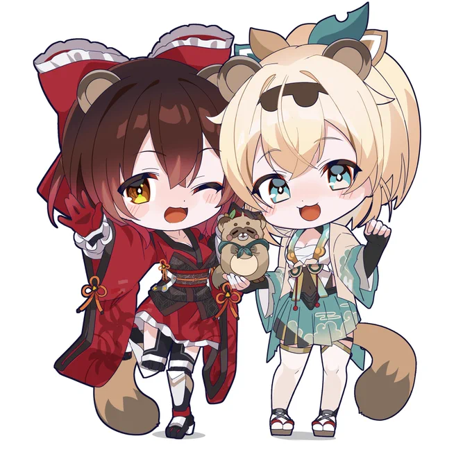 #ロボ子Art #いろはにも絵をロボ子さん&amp;いろはちゃん(たぬき) 