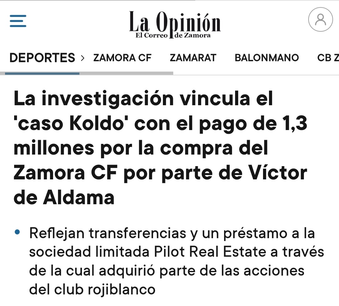Salta la noticia de que Aldama no vende el <a href="/ZCFoficial/">Zamora CF</a>  por 1,7M.
Si tenemos en cuenta, que está investigado por comprarlo por 1,3M, procedente de las comisiones ilegales... ¿qué hacemos? ¿lo vitoreamos o le reímos la gracia?