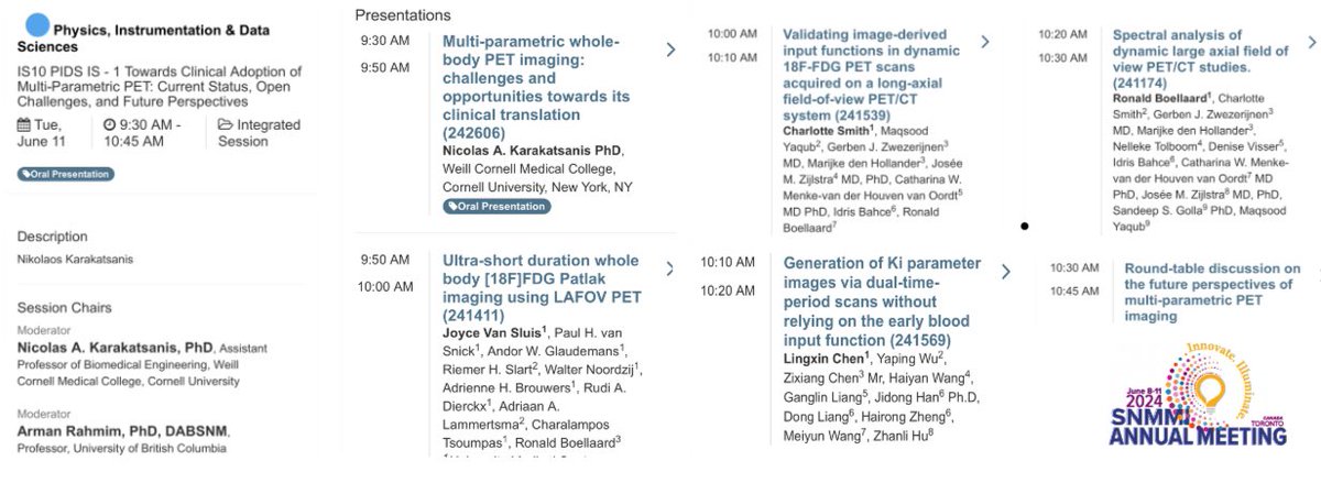 nkarakatsanis's tweet image. Join us @SNM_MI this Tuesday 9:30-10:45am Room 801b for state-of-the-art on clinical adoption perspectives for multi-parametric PET
Are we ready to translate this technology to clinic &amp;amp; assess its clinical value
#snmmi2024 #dynamicPET #parametricPET @WCMRadiology @MolecularWCM