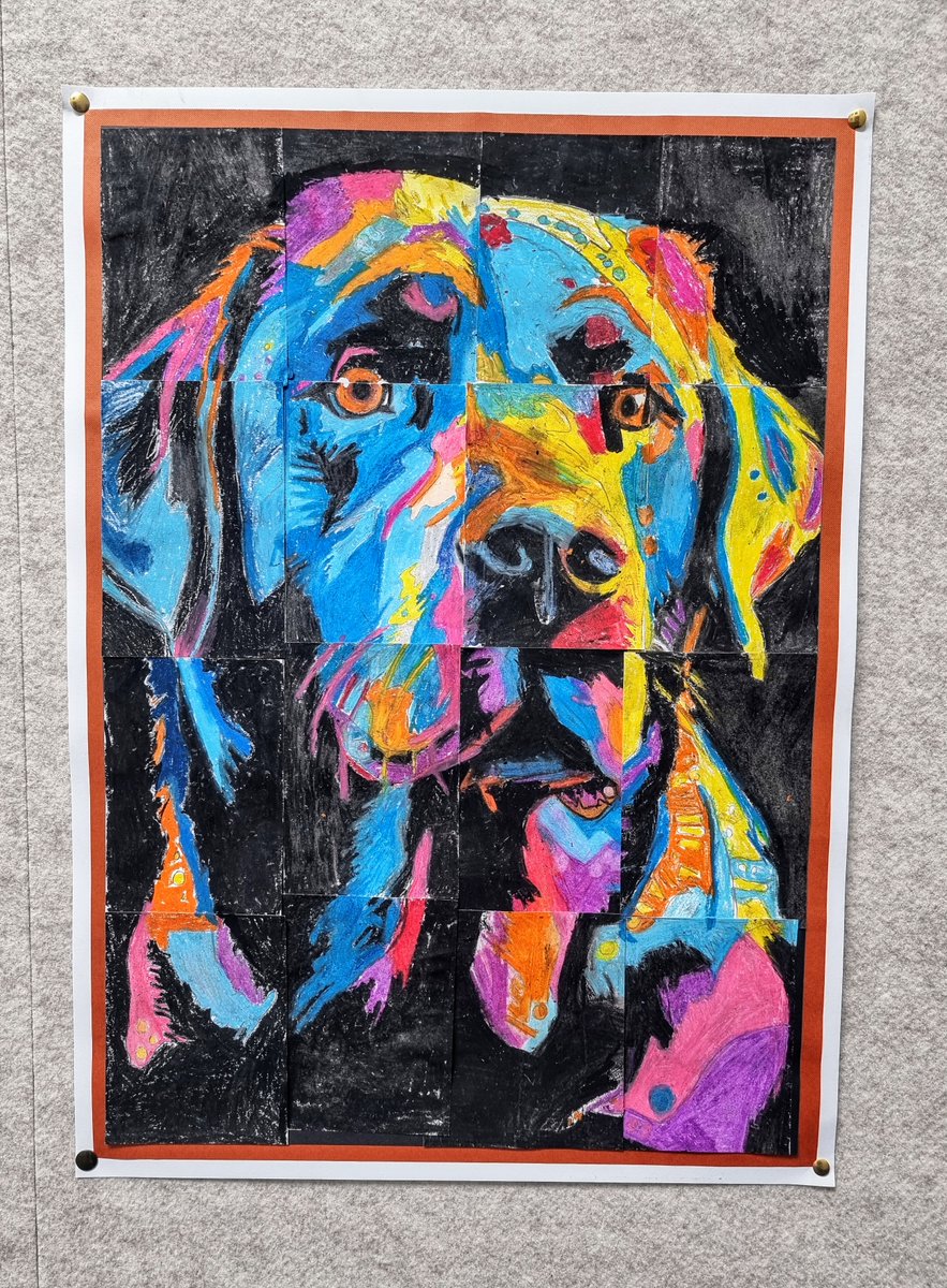 Fantastic team effort from 2.2 on their collaborative labrador using oil pastel. Well done everyone 👏 🎨