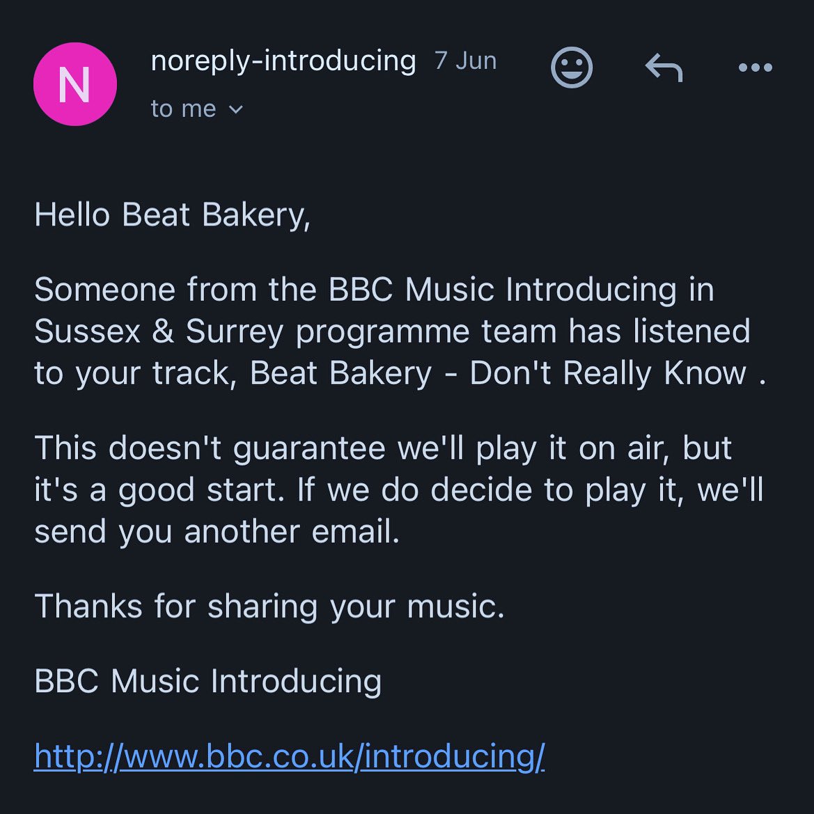 Beat Bakery (@beatbakeryuk) on Twitter photo We woke up to some great news!
Please help our new single “Don’t Really Know” with a chance to be played on <a href="/BBCIntroSouth/">BBC Music Introducing The South</a> show on <a href="/BBCSussex/">BBC Sussex</a> <a href="/BBCSurrey/">BBC Surrey</a> for <a href="/bbcintroducing/">BBC Music Introducing</a> 🔥
Thanks to our fav @MelitaRadio for listening to the track!
Let’s get this Monday Rave started 😎 We woke up to some great news!
Please help our new single “Don’t Really Know” with a chance to be played on <a href="/BBCIntroSouth/">BBC Music Introducing The South</a> show on <a href="/BBCSussex/">BBC Sussex</a> <a href="/BBCSurrey/">BBC Surrey</a> for <a href="/bbcintroducing/">BBC Music Introducing</a> 🔥
Thanks to our fav @MelitaRadio for listening to the track!
Let’s get this Monday Rave started 😎