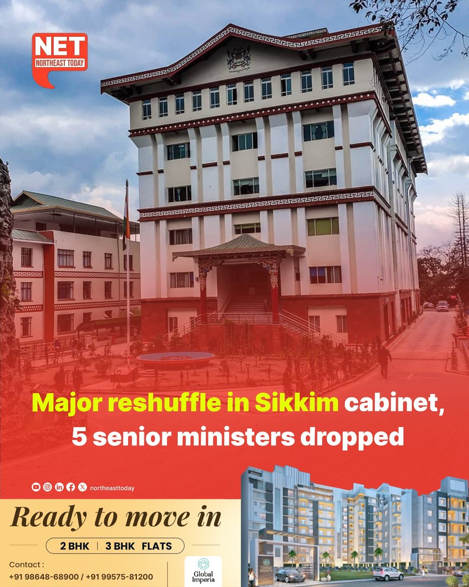 NortheastToday's tweet photo. #Manipur | In a significant development, five senior ministers have been dropped from the new cabinet of Sikkim, ahead of the swearing-in ceremony of Chief Minister designate Prem Singh Tamang.
Read more..
https://t.co/aTyDVuJOMy
#ManipurCabinet #resuffle #sikkimgovernment #PremSinghTamang #sworin #ChiefMinister #SikkimKrantikariMorcha #NetSnippet #NortheastToday