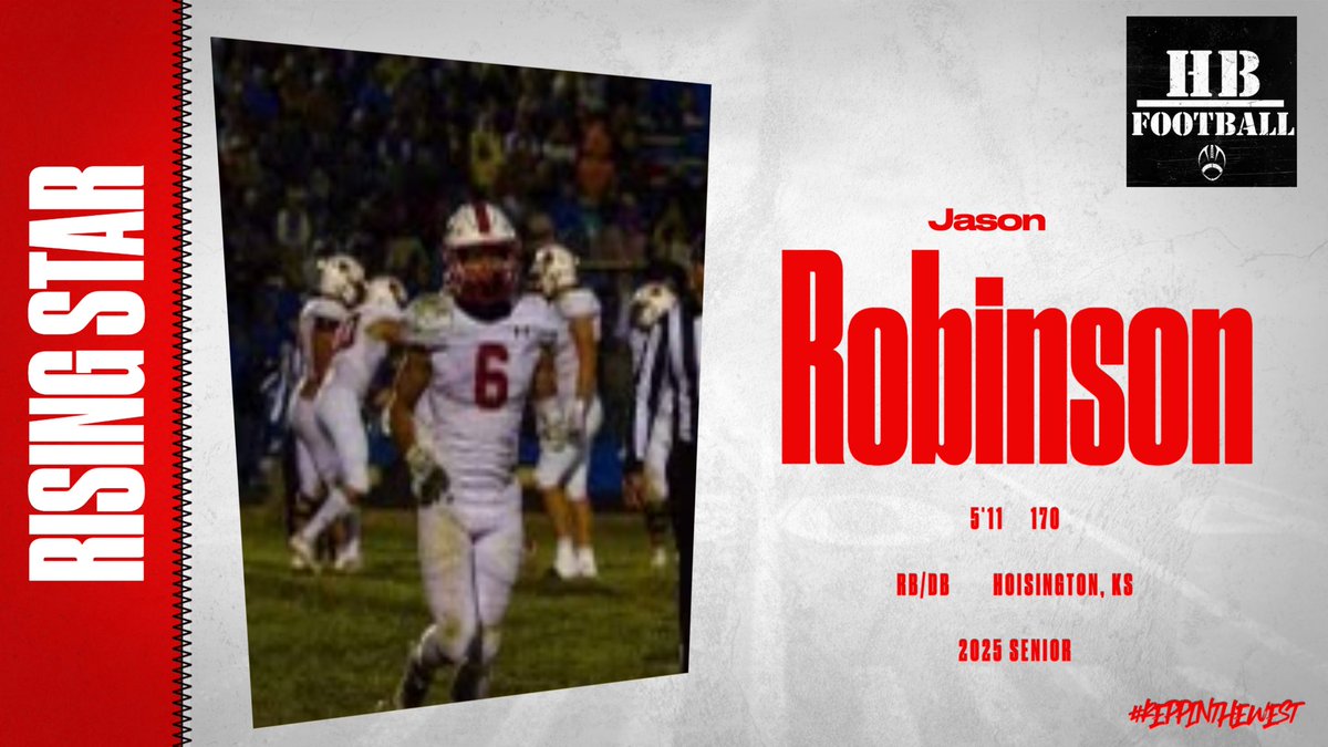 Hill Brothers Football (@hillbrosfb) on Twitter photo Hoisington’s Jason Robinson is a versatile athlete that was a ball hawk from his secondary position last season.
2023 stats -
184 rushing yds 6 TDs
288 receiving yds 3TDs
61 tkls 4 TFL 9 INTs
1st Team All CKL
<a href="/Jason6Robinson/">Jason Robinson</a> <a href="/HoisHSFootball/">Cardinal Football</a> Hoisington’s Jason Robinson is a versatile athlete that was a ball hawk from his secondary position last season.
2023 stats -
184 rushing yds 6 TDs
288 receiving yds 3TDs
61 tkls 4 TFL 9 INTs
1st Team All CKL
<a href="/Jason6Robinson/">Jason Robinson</a> <a href="/HoisHSFootball/">Cardinal Football</a>