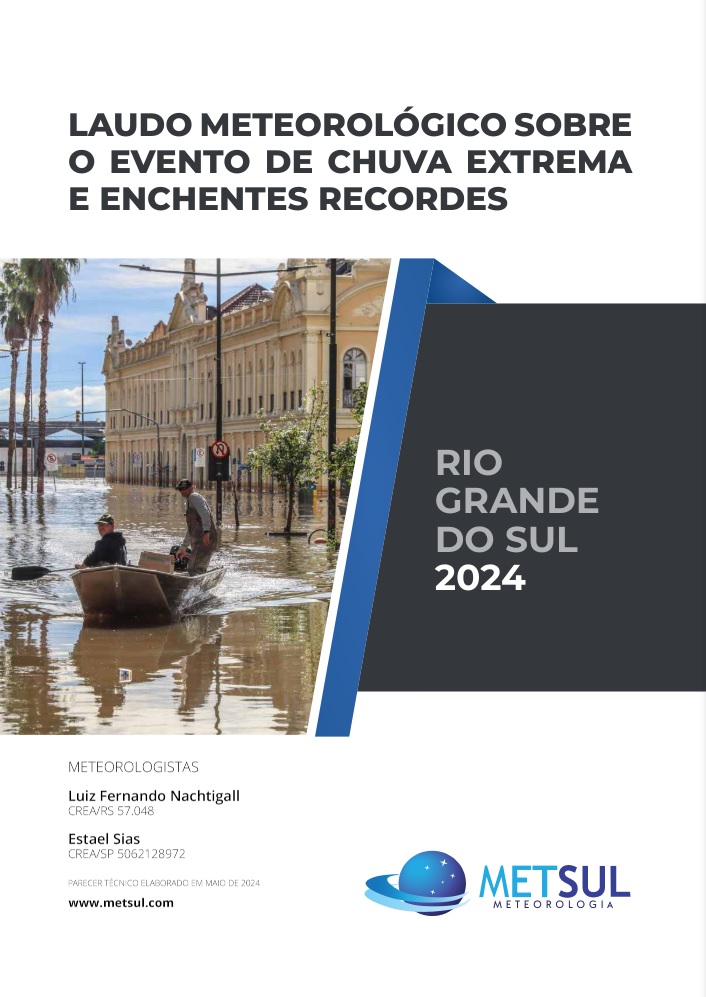 metsul's tweet photo. COMUNICADO | A MetSul Meteorologia, ante a excepcionalidade do desastre e o alto número de pessoas afetadas, disponibiliza gratuitamente à população gaúcha laudo técnico para uso dos interessados em regulação de sinistros (seguros). Acesse o documento em https://t.co/uDdvUChZ2d.