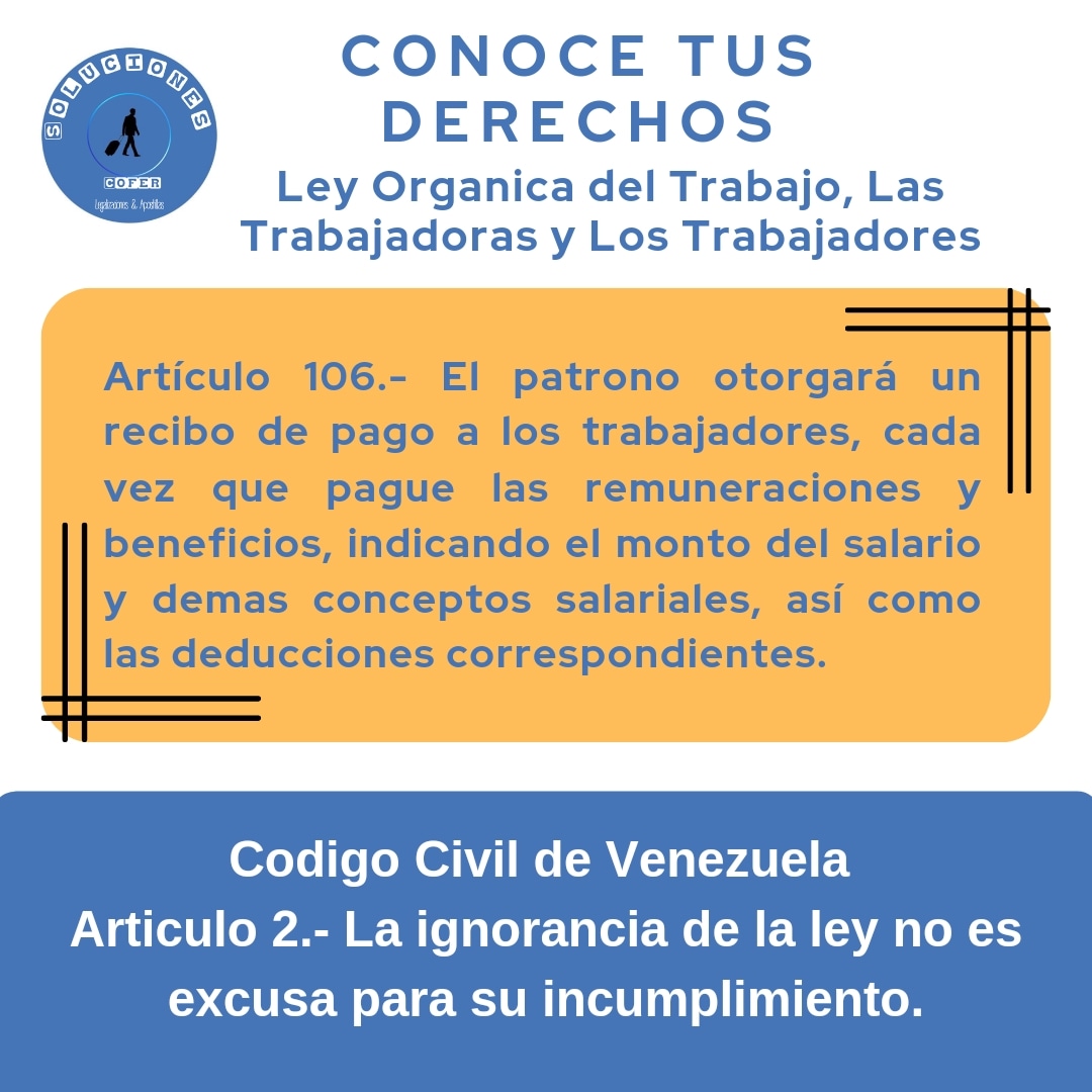 SolucionesCofer's tweet photo. #Trabajador recuerda siempre exigir tu recibo pago. Ten presente que tu empleador tiene la obligación de dartelo mensualmente. https://t.co/M5LgV7HvNn