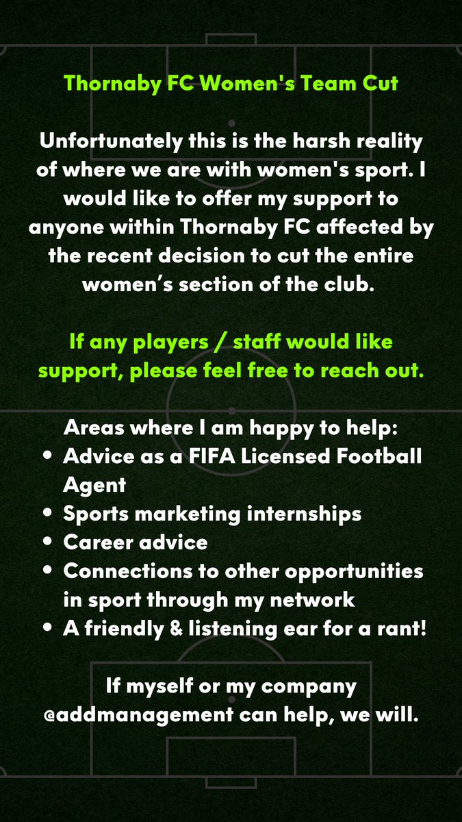 GAdderley's tweet photo. Here to support anyone affected. 🤝⚽️

#football #womensfootball #thornabyfc https://t.co/1f4QGz9lVJ