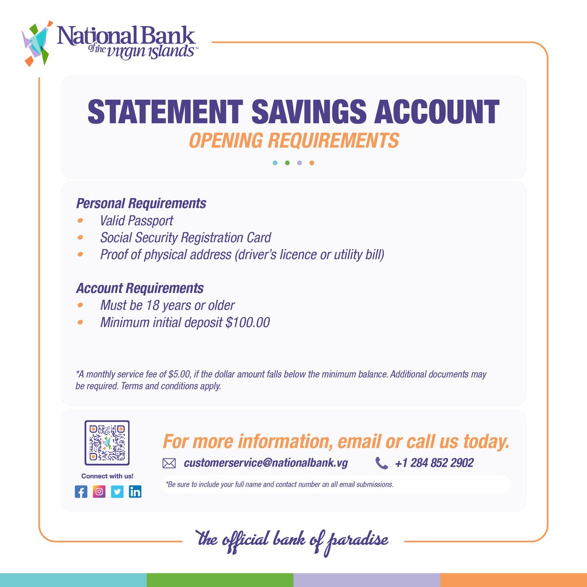 BankIslands's tweet photo. You are all set for the next steps, and we’re here to lend you a hand in achieving your goals. Call us to learn more about our statement savings account today. #nbvi #nbvistatementsavings #yourcommunitybank #theofficialbankofparadise https://t.co/7DmVeloz9s