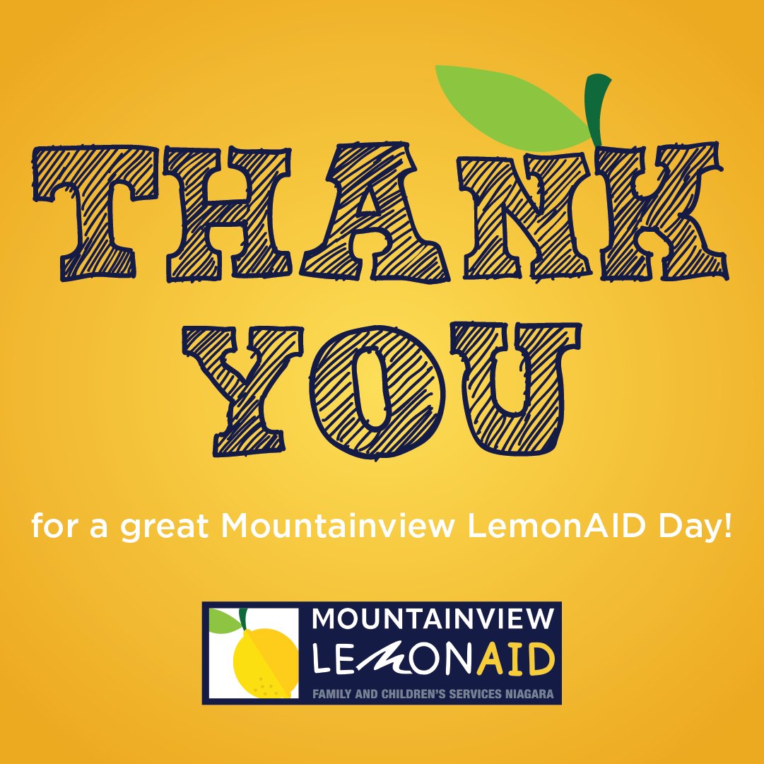 Saturday, June 8 marked another successful Mountainview LemonAID Day! Thank you so much to everyone that hosted a stand or donated to a stand. It was an incredible day, and it was so heartwarming to see the community rally around the kids served by FACS Niagara.💛