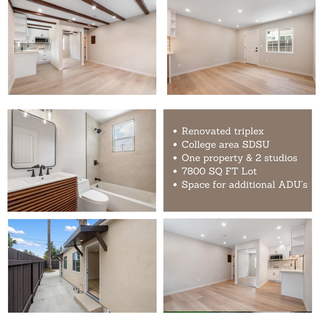 bashar_faye's tweet image. Just Listed............ Stunning Triplex with One Spacious Home and Two Charming Studios and nearby SDSU 

For more information, please contact Faye Bashar
📱 (858) 280 1998 
📩 fayebashar@kw.com
🌐 fayebashar.com

#justlisted #realestate #SDSU #Triplexf