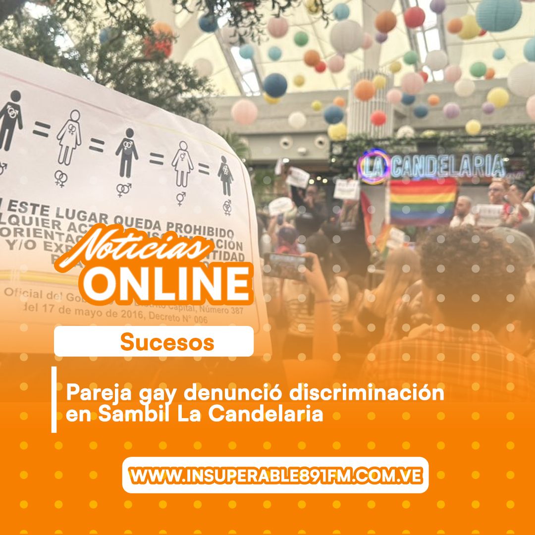 C_OYEFM's tweet photo. Activistas LGBTI protestaron en el Sambil La Candelaria luego de que una pareja de hombres gay fuera discriminada por personal de seguridad del centro comercial. 

El centro comercial Sambil La Candelaria emitió un comunicado. En este se afirma que no está claro lo que sucedió. https://t.co/M7QAypKYV9