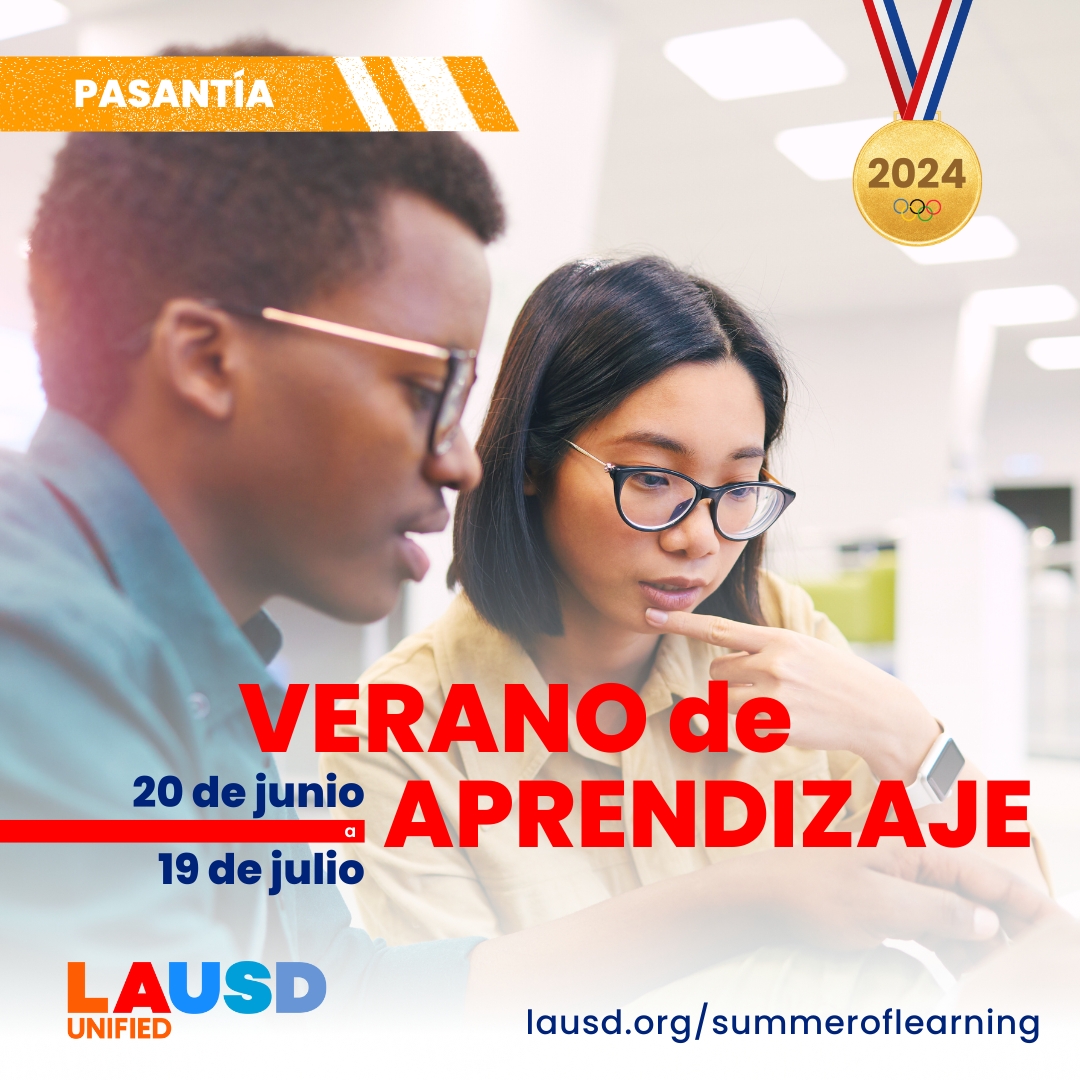 <a href="/LASchools/">Los Angeles Unified</a> presenta el programa de pasantías #VeranoDeAprendizaje para estudiantes de último año dedicados a explorar carreras en educación pública. ¡Descubre tu primera pasantía este verano!

Aplica en lausd.org/summeroflearni…