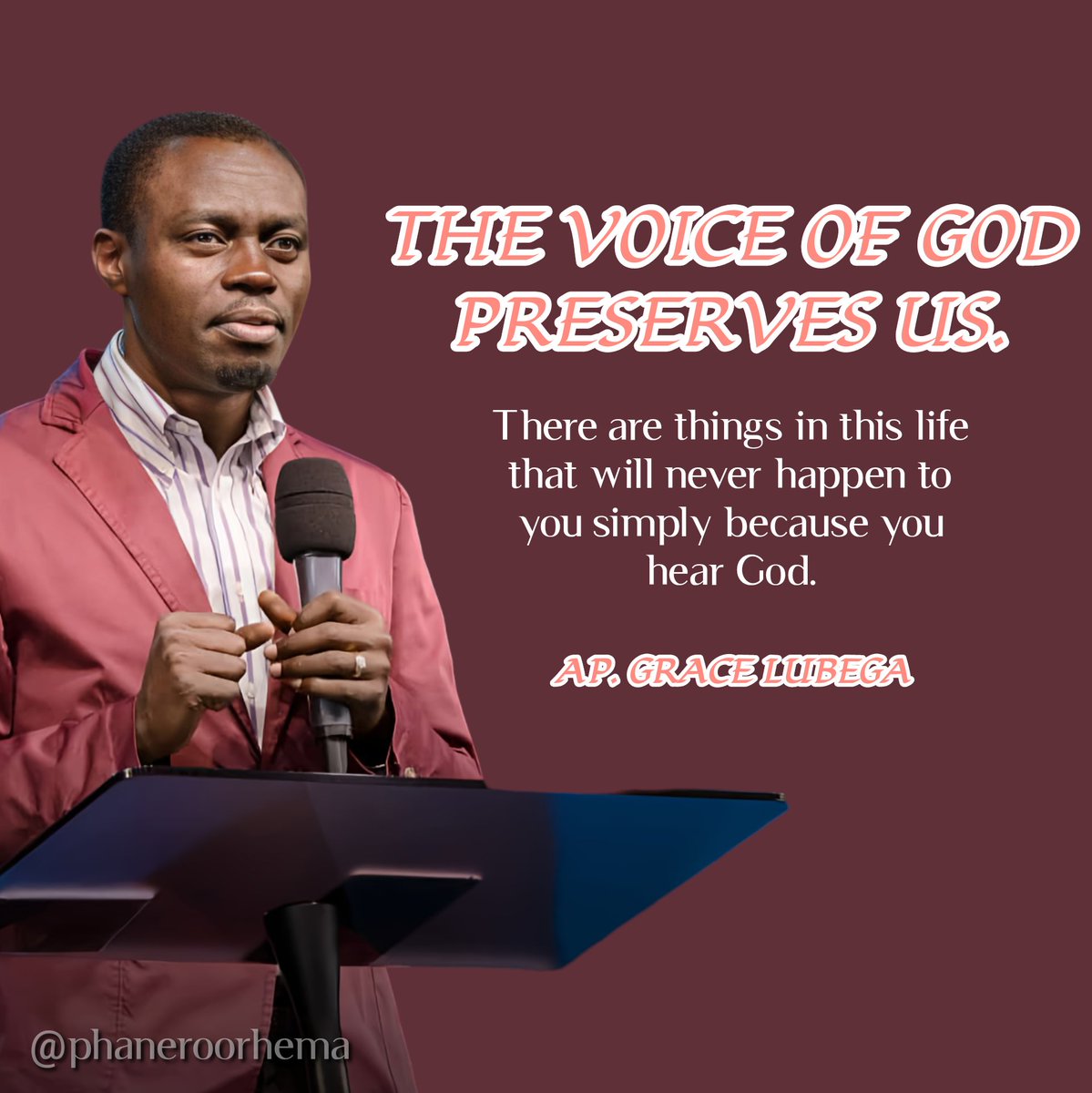preciousrhema_'s tweet photo. The voice of God preserves us.

There are things in this life that will never happen to you simply because you hear God.

Ap. Grace Lubega
#PhanerooRhema
#MyGreatPriceVI 
#PrayerChangesThingsS https://t.co/4WUjbWau0H