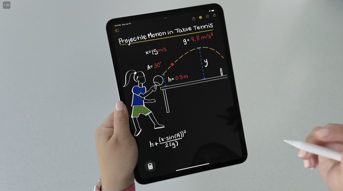 jaysonlchen's tweet photo. Calculator is finally on the iPad and Math Notes is pretty sick! https://t.co/NTw9Wxke5W