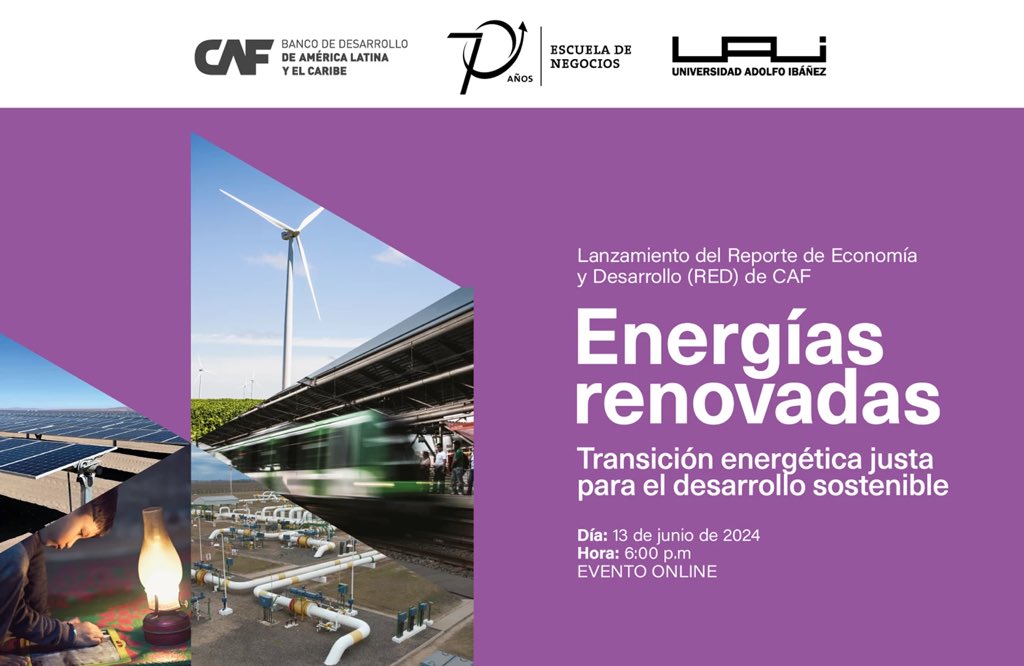 ¡Se acerca el lanzamiento del #RedCAF 2024 "Energías renovadas: transición energética justa para el desarrollo sostenible"! 🌱

El reporte presenta recomendaciones de política para los sectores industrial🏭, residencial🏡, de transporte🚗 y más, analizando diversas alternativas