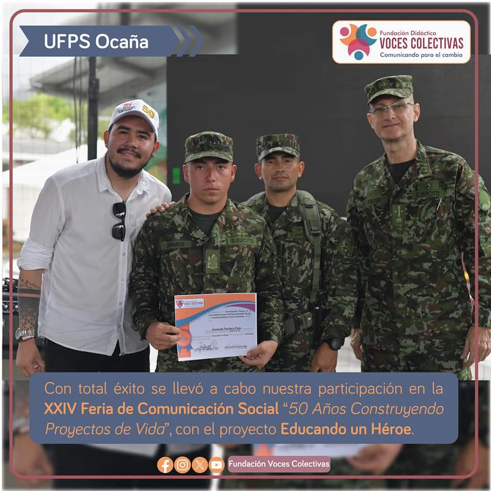 VColectivas's tweet photo. #EsNoticia 🎥 || Con total éxito se llevó a cabo la participación del proyecto Educando un Héroe en la XXIV Feria de Comunicación Social.

📲: https://t.co/1jGLEZgqja
.
.
.
#FundaciónDidácticaVocesColectivas #VocesColectivas #EducandoUnHéroe  #EjércitoNacional https://t.co/cyGwqiCaYO