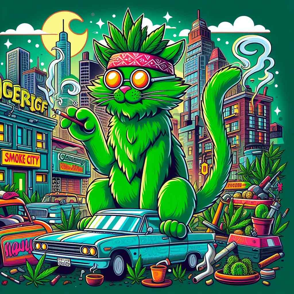 Just a cat on the blockchain, smoking and hodling.