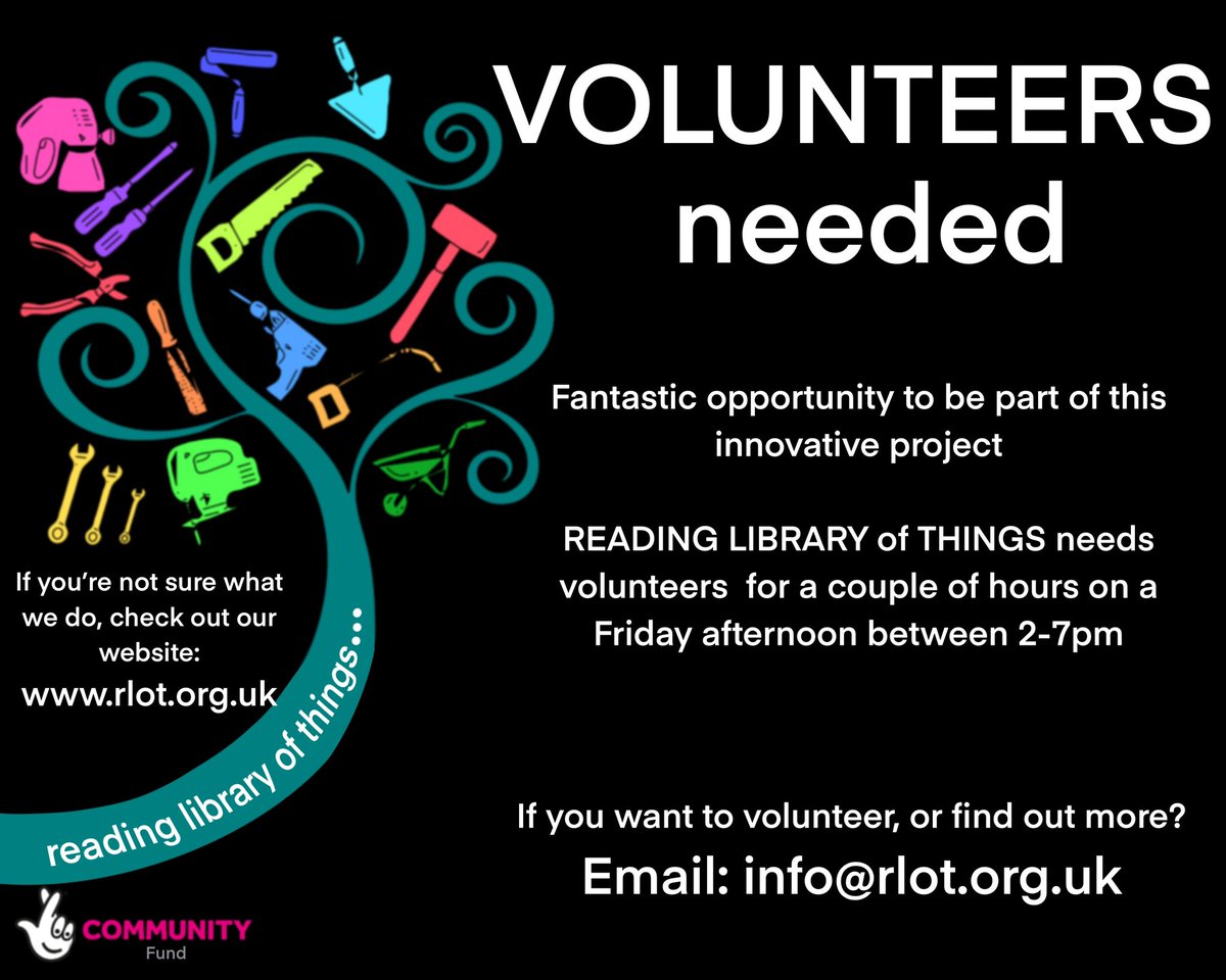Want to volunteer with an incredible project? Do you like the idea of borrowing instead of buying? Reading Library of Things is looking for volunteers on Fridays between 2-7pm.  Interested? Email: info@rlot.org.uk
#readinglibraryofthings #SustainableDevelopment #volunteering
